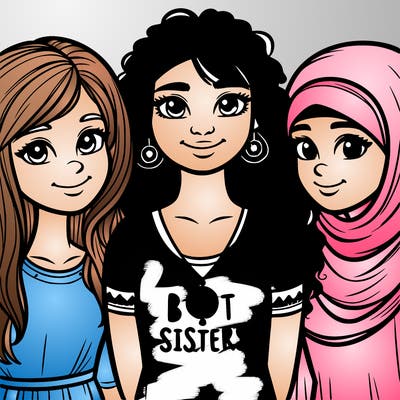 three sisters with a best sisters necklace