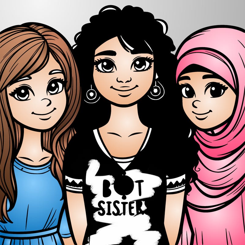 three sisters with a best sisters necklace