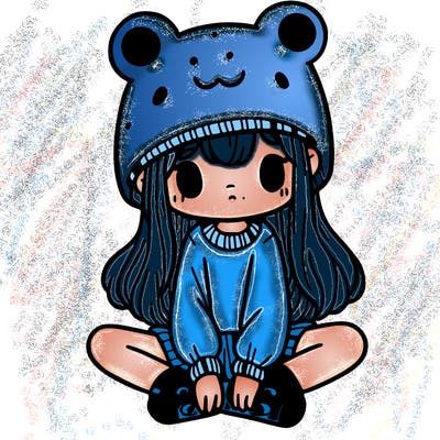 a girl wearing a frog hat and some frog socks