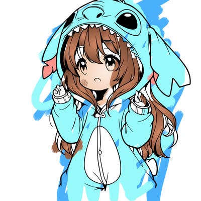 anime girl in a stitch onsie