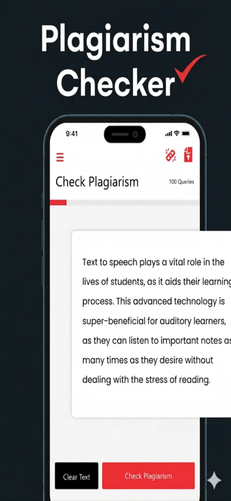 Turnitin Plagiarism Detector - Mobile Benutzeroberfläche der Turnitin Plagiat-Detektor-App mit einem Textfeld zur Überprüfung der Originalität