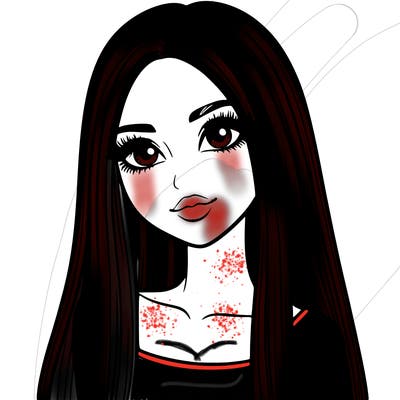 realistic girl with straight and long hair