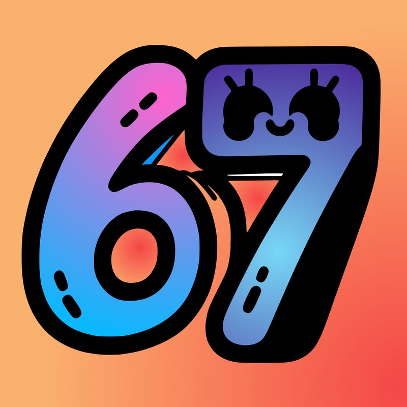 the numbers 67