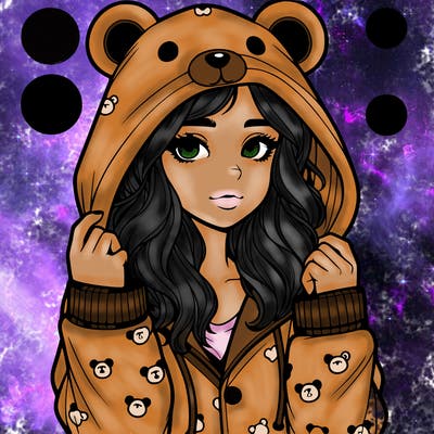 realistic girl in a animal pjs hoodie