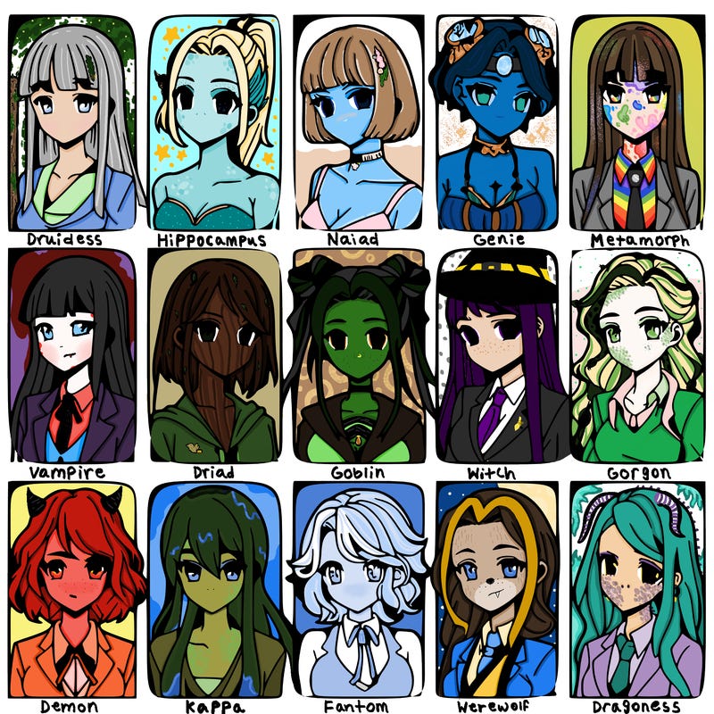 girls that look diffrent anime