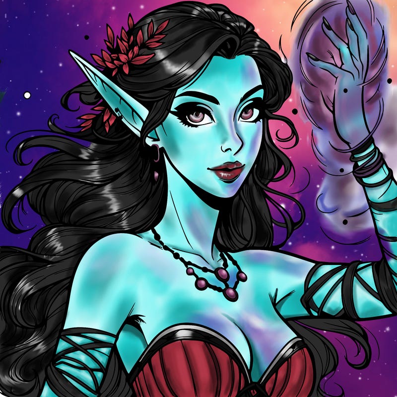 realistic elven woman glow magic wild chaos