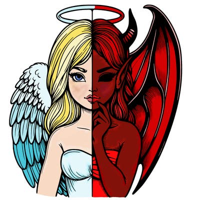 realistic angel half demon