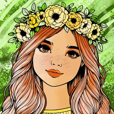 realistic girl with flower crown