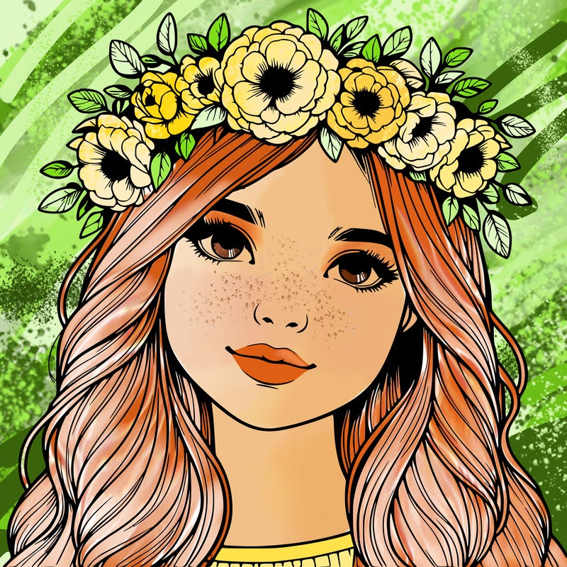 realistic girl with flower crown