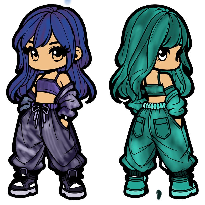 girl in crop top and baggy pants