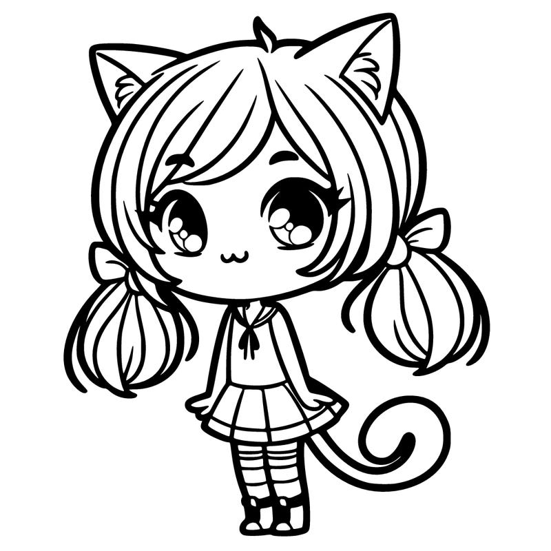 girl with cat ears and a tail