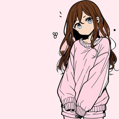 manga teen girl  in a sweater and baggy pants
