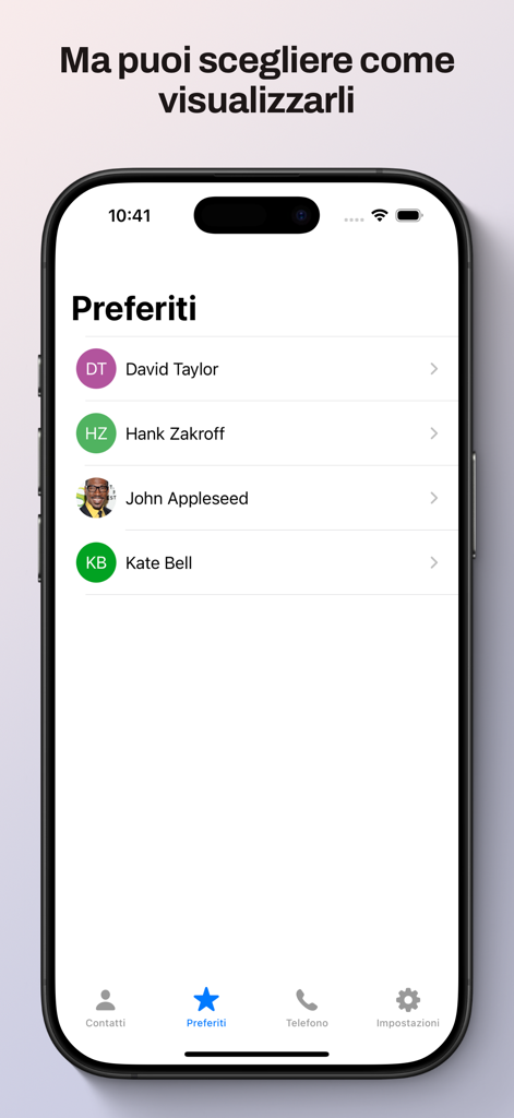 Interface of the Corporate Call app displaying a list of favorite contacts in a native iPhone style