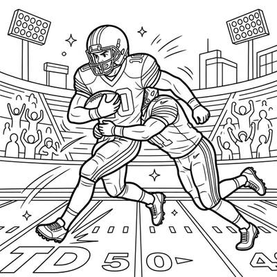 Experience the excitement of a live football game with this action-packed coloring page featuring players in a thrilling moment. Dive into the stadium atmosphere, color the players, and bring this intense scene to life with your favorite hues.