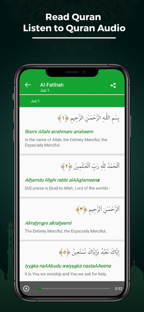 Muslim App - Islamic Pro - Muslim App Islamic Pro Quran reading interface with Arabic and English text