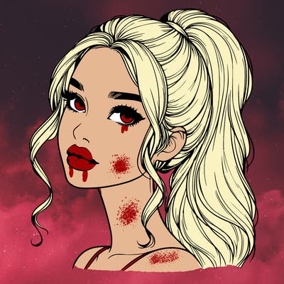 realistic girl with a ponytail on her hair and lips