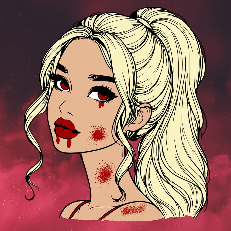 realistic girl with a ponytail on her hair and lips