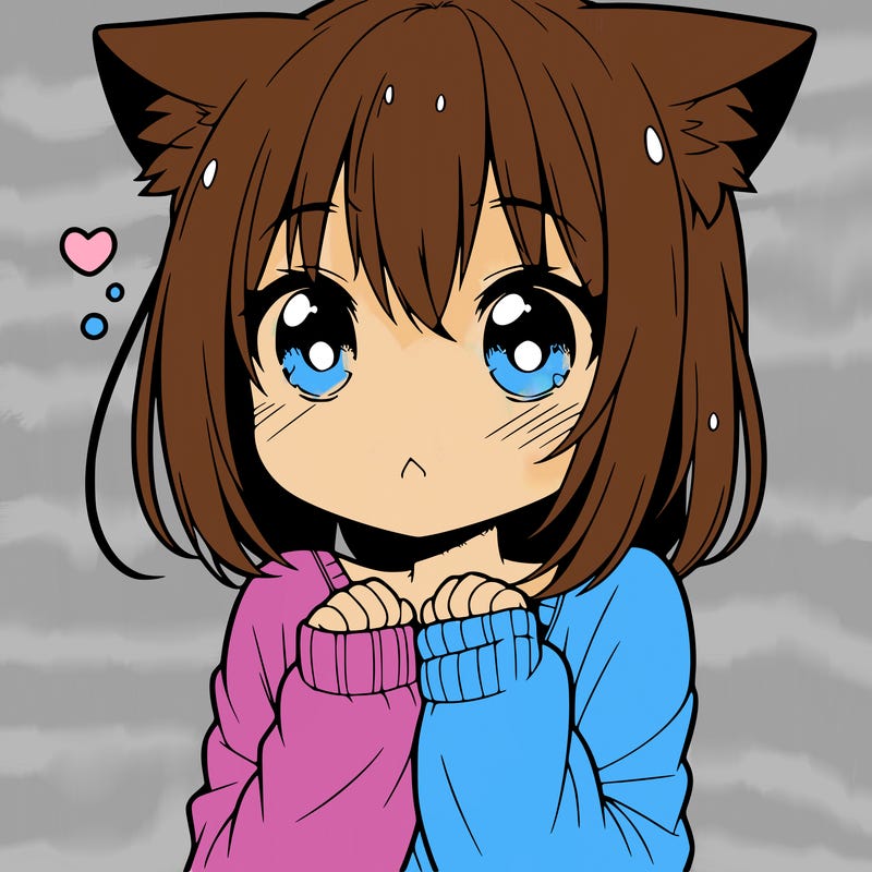 shy anime catgirl