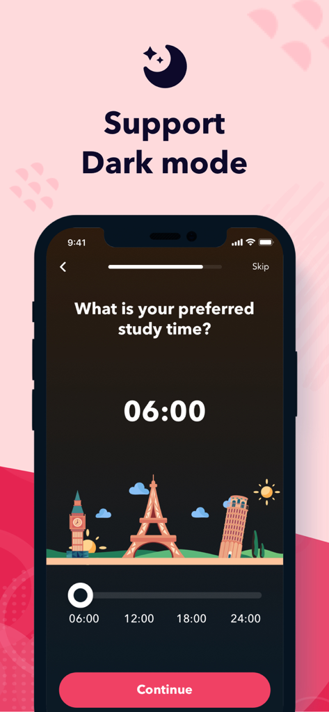ISACA CISA Exam Prep 2026 - CISA Exam Prep 2026 app dark mode interface with study time settings