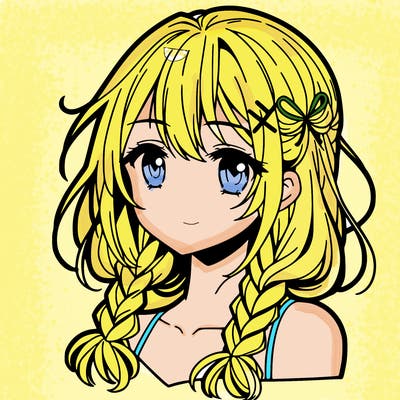 manga girl with shoulder-length hair with braids on one side