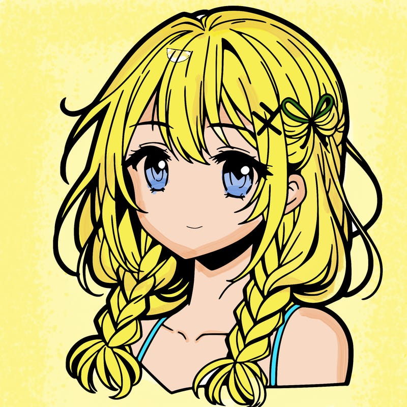 manga girl with shoulder-length hair with braids on one side