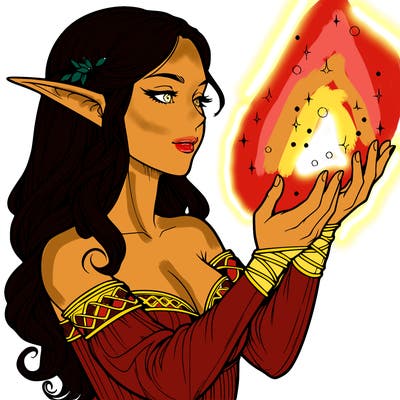 realistic elf girl doing magic