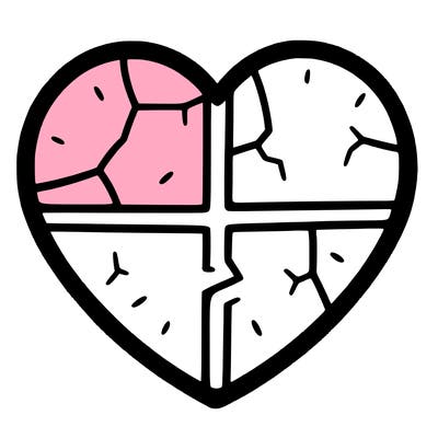 a plain heart split into 4 parts