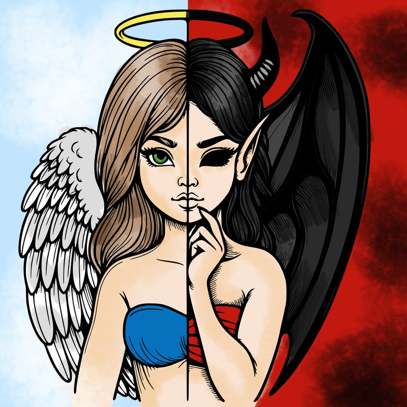 realistic angel half demon