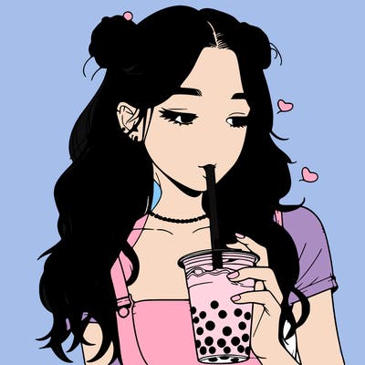 aesthetic realistic girl with boba