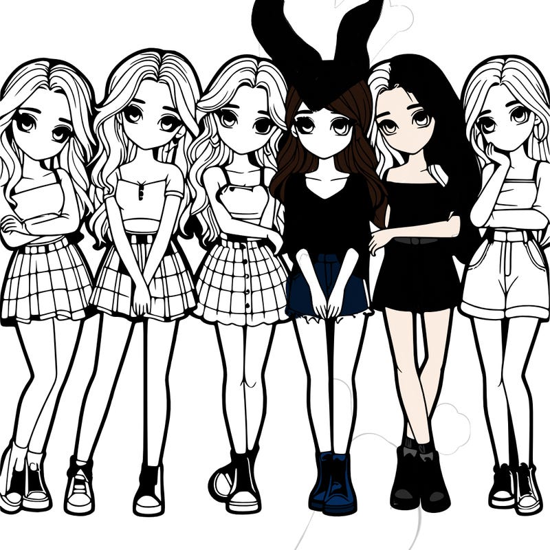 a group of girls realistic