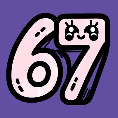 the numbers 67