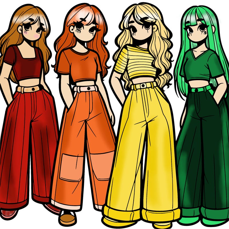 girls with wide pants and a croc top