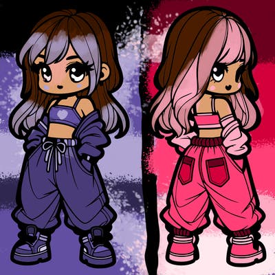 girl in crop top and baggy pants