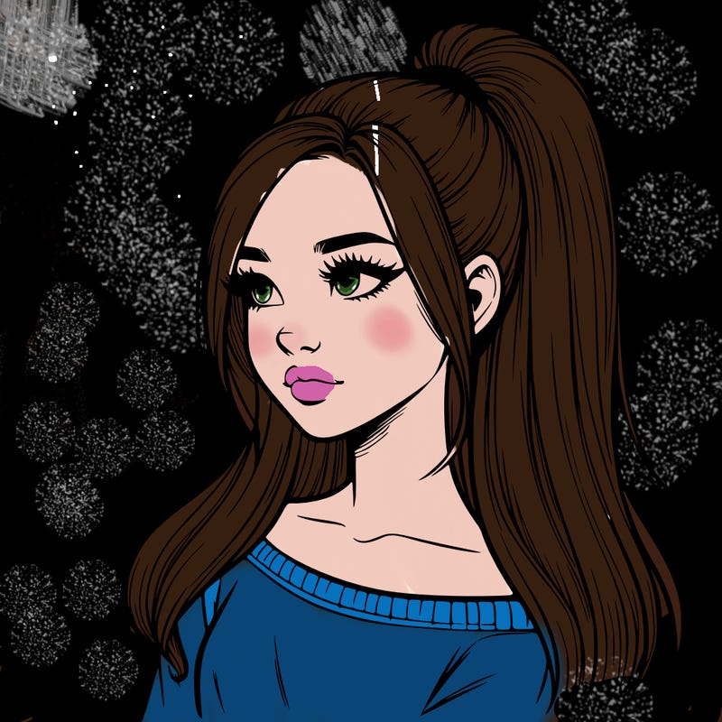 realistic girl with a high ponytail