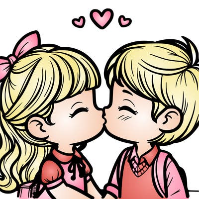 boy and girl kissing