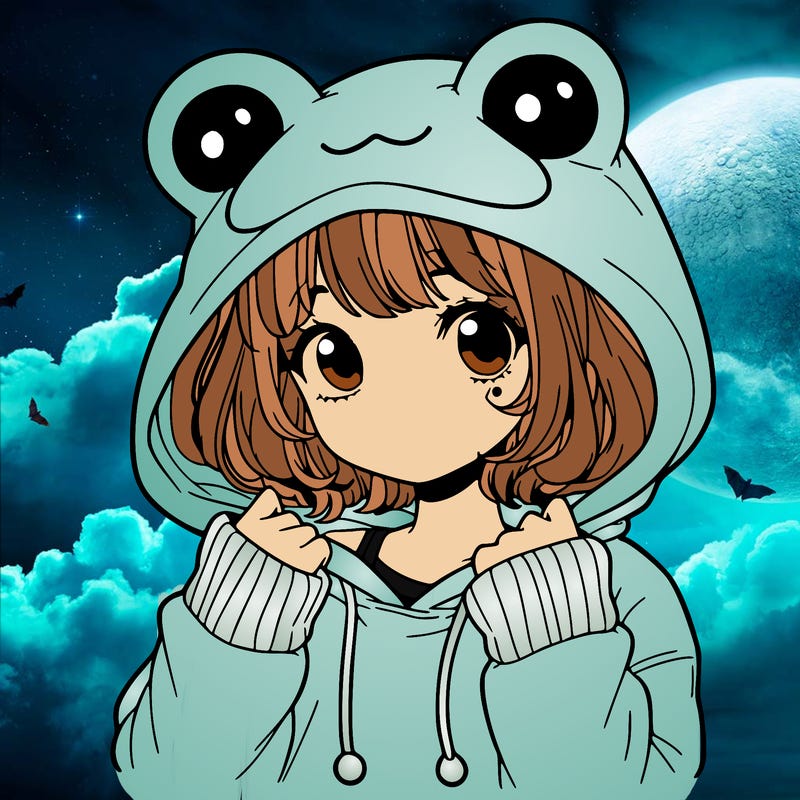 a cute teenage girl wearing a frog hoodie