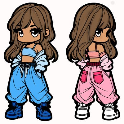 girl in crop top and baggy pants