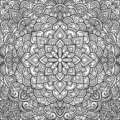 Dive into a world of complex beauty with this circular geometric mandala. Its intricate radial patterns provide a captivating canvas for your most creative coloring ideas, promising a truly immersive experience.