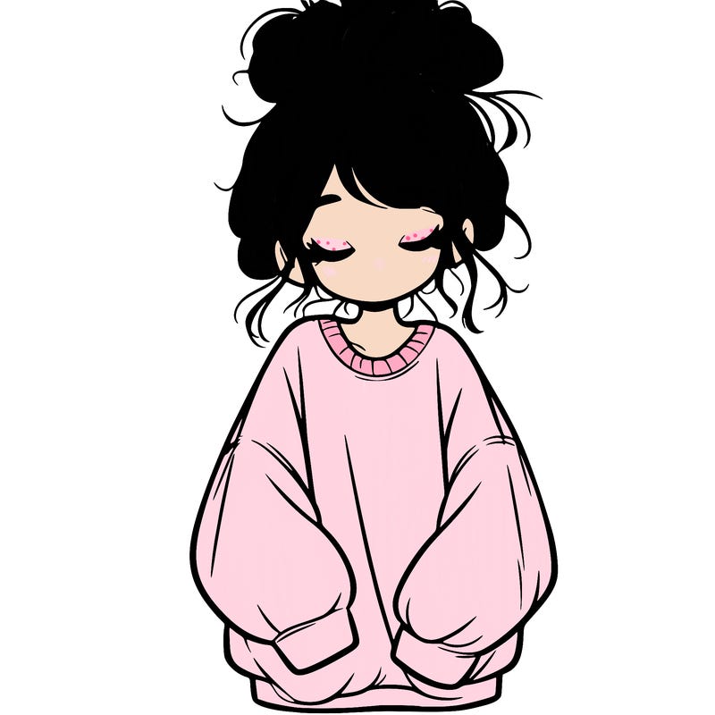 girl with baggy sweatshirt and messy bun
