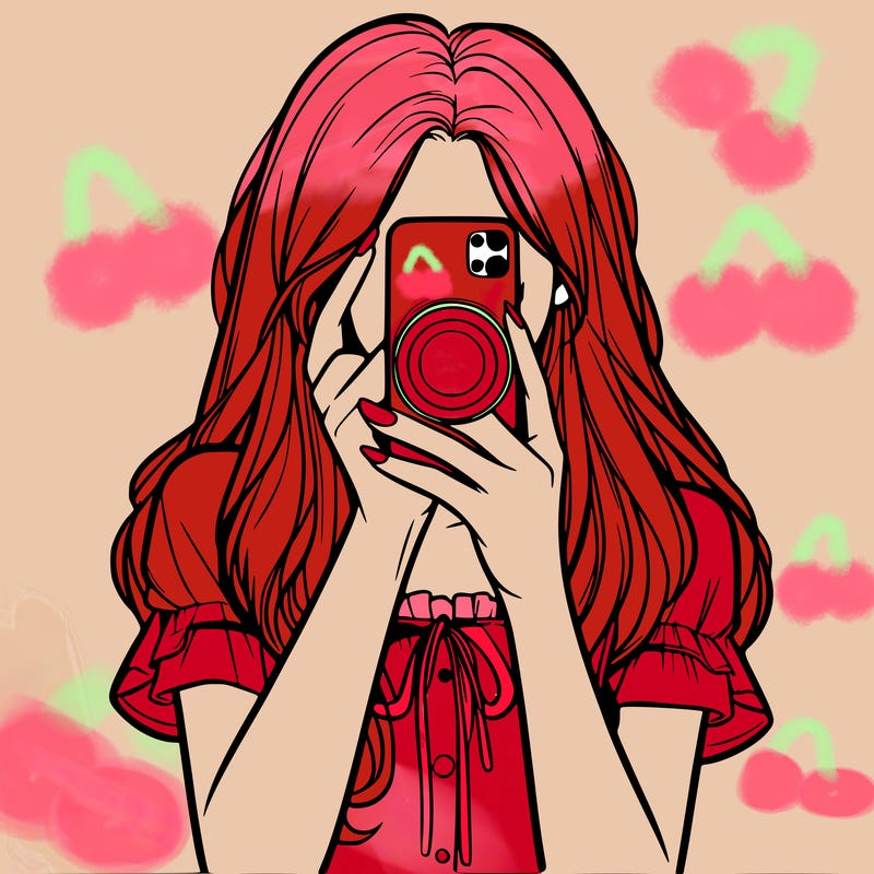 a realistic girl holding her phone taking pictures