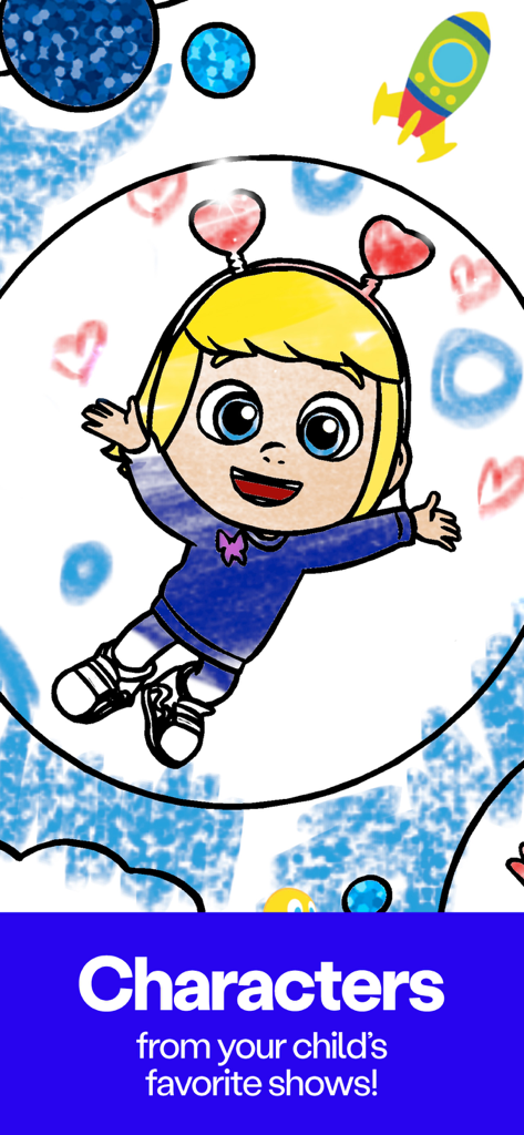 Coloring with Blippi & Friends - Personajes populares de los programas de Moonbug en la aplicación móvil Colorea con Blippi y Amigos.