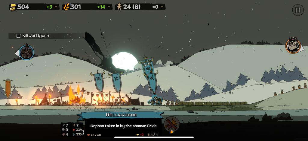 Strategic gameplay in Parabellum Siege of Legends showing a character camp in a snowy environment with resource UI