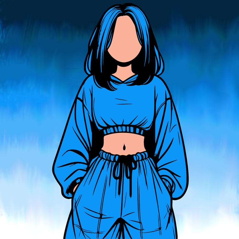 realistic girl faceless with baggy pants and a crop top