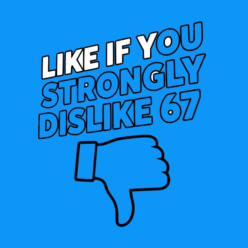 like if you strongly dislike 67