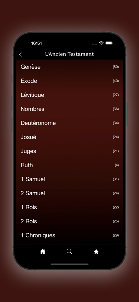 List of Old Testament books in the French Holy Bible mobile app
