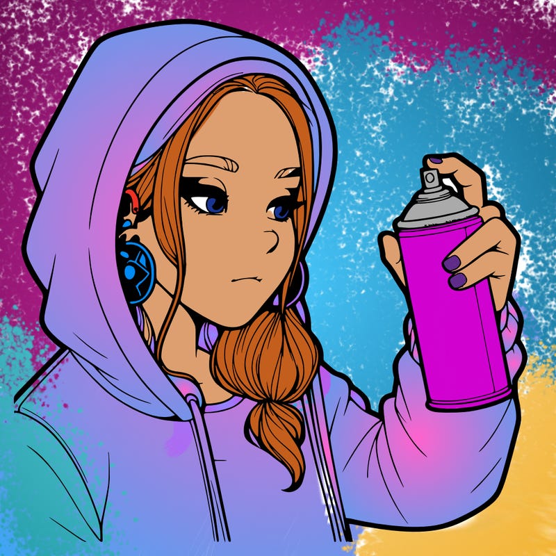 a realistic girl, spray painting