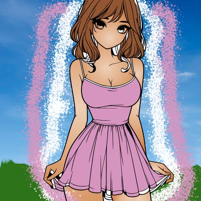 realistic girl in short dress