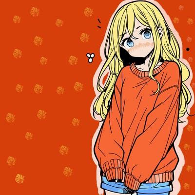 manga teen girl  in a sweater and baggy pants