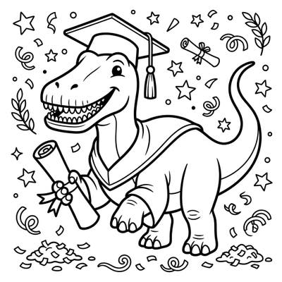 Celebrate a prehistoric achievement with this unique Nigersaurus graduation coloring page. It's the perfect way to honor your favorite graduate with a touch of Jurassic charm.