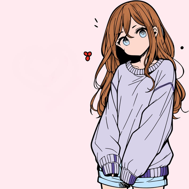 manga teen girl  in a sweater and baggy pants
